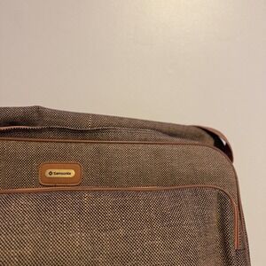Samsonite Vintage Brown Tweed Carry On Weekender Travel Bag Laptop Compartment